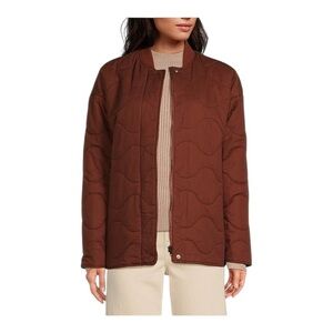 Every Quilted Crew Neck Long Sleeve Zipper Front Jacket NWT